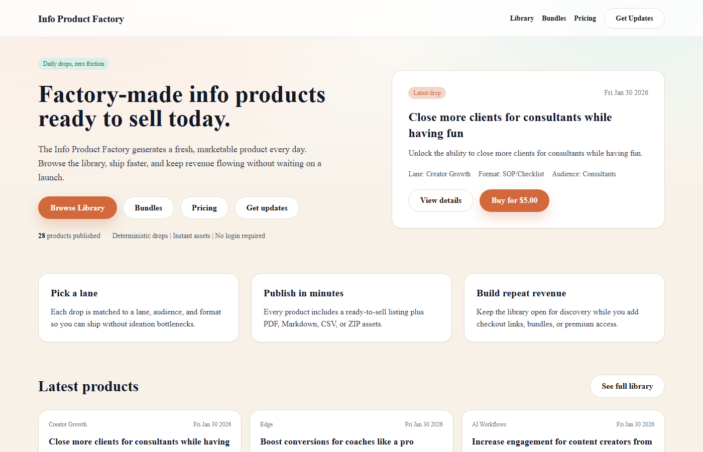 InfoFactory — digital product builder