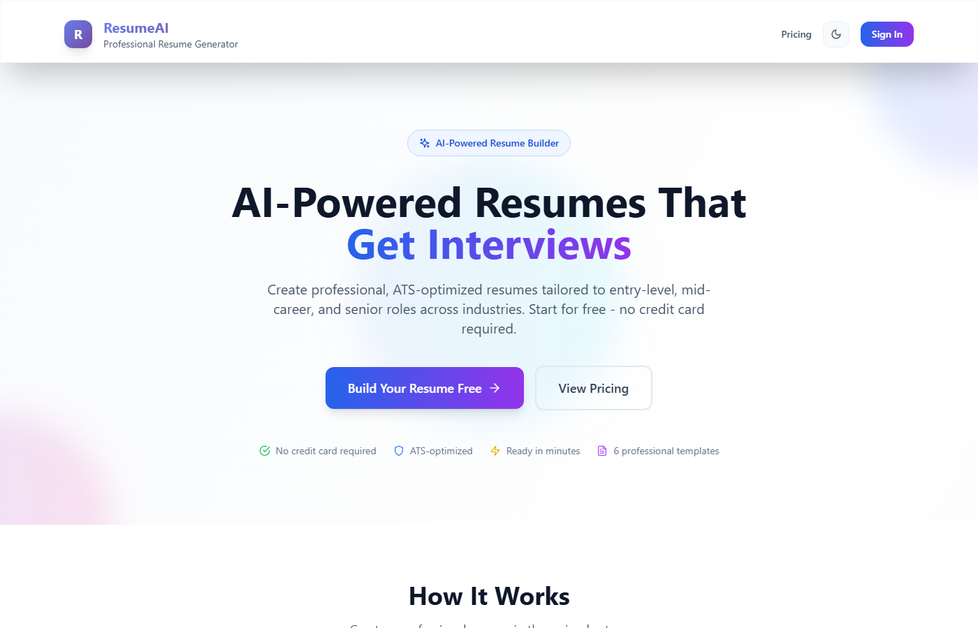 ResumeAI builder preview